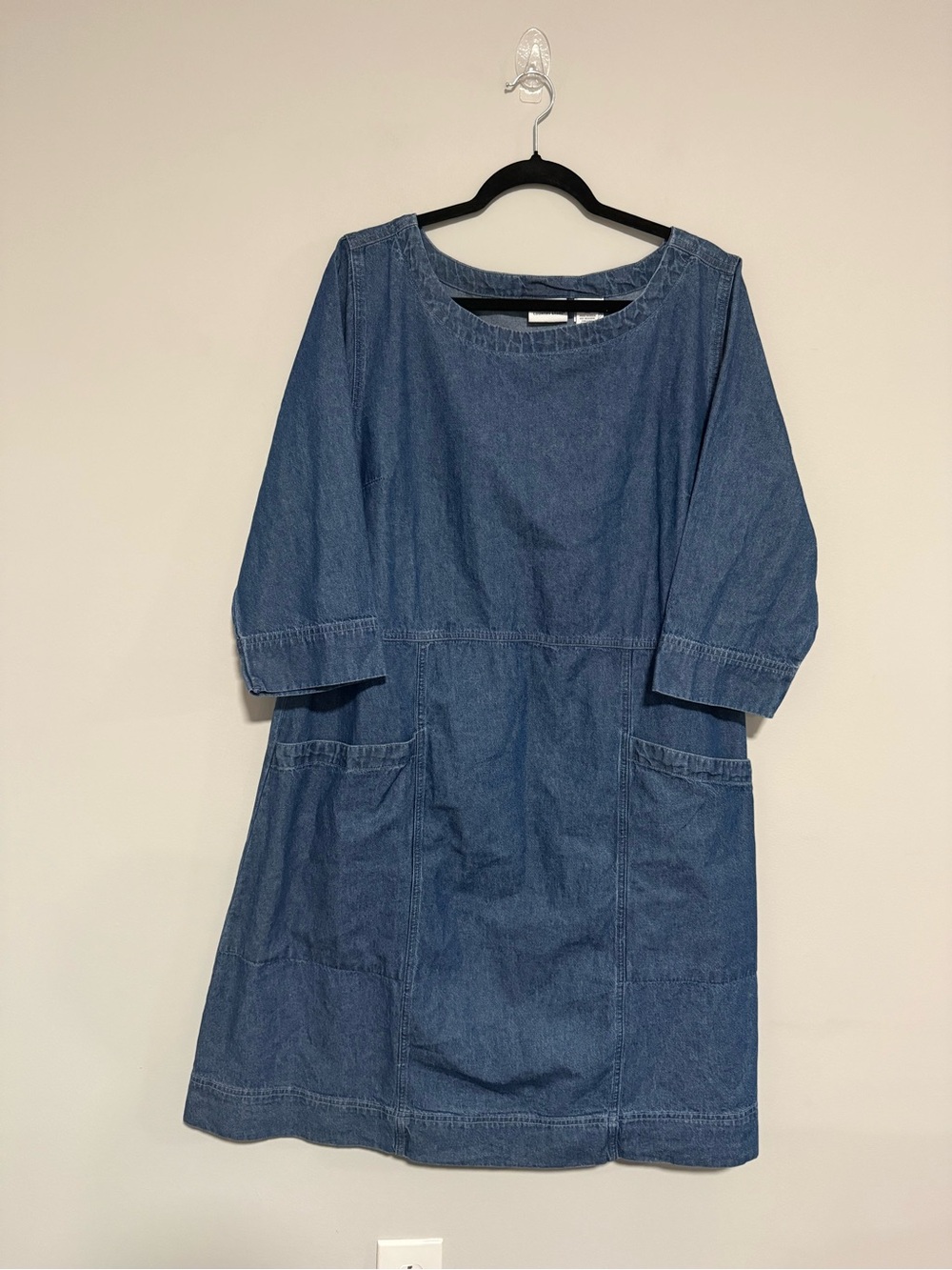 Vermont Country Store Denim Midi Shift Dress Medium Wash Size XL